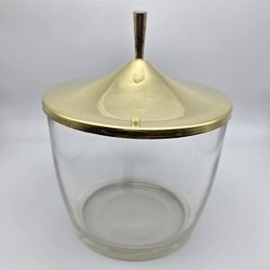 Mid Century Modern Glass Jar With Brass Lid
